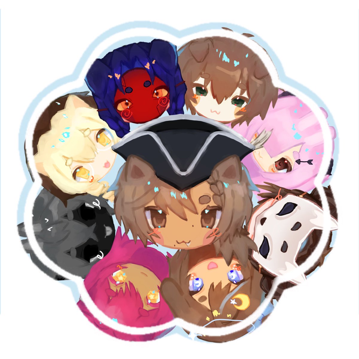 starullii's tweet photo. aa updated snowbird334 mods circle (sarkhasme)
fox was already a mod but they recently been active with us so why not add them to the chibis :3 https://t.co/6CHY7YGISx