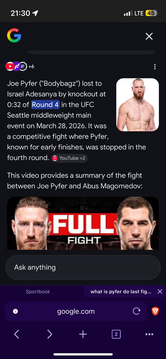 Potential fishy business going on with @google and <a href="/ufc/">UFC</a> … it ain’t back to the future, there’s no almanac…why would google give this info prior to fight even starting ??🤔