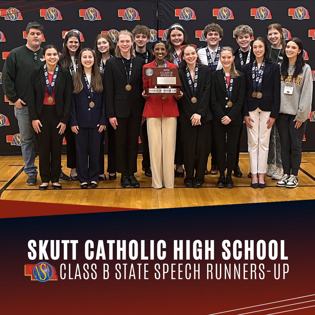 nsaahome's tweet photo. 🏆 The Skutt Catholic SkyHawks are the 2026 NSAA Class B State Speech Runners-Up! https://t.co/Ss9MFJLZXY