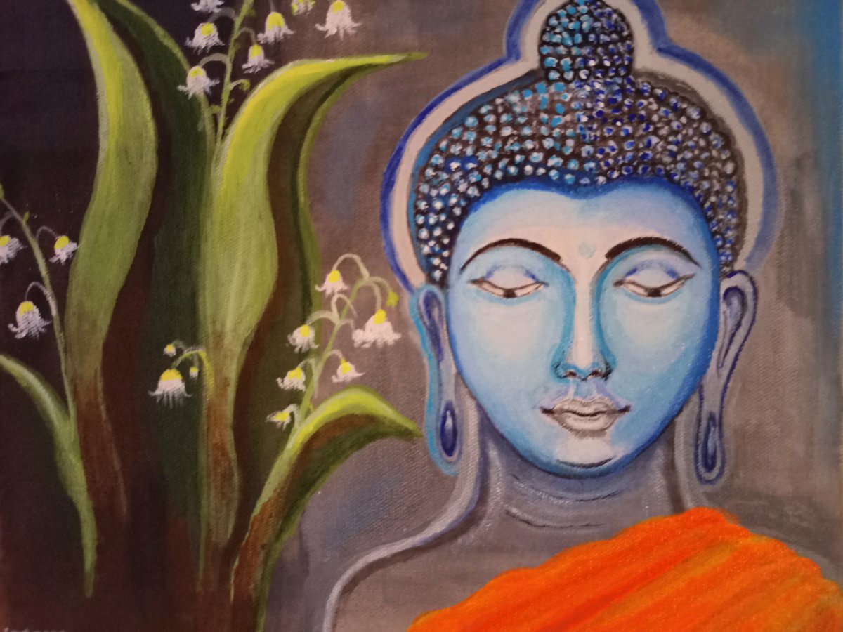 LISTENING:
Speaking is a skill, listening is also a skill. Whenever I see Buddha,I see him preaching the art of LISTENING.
 🎨🖌️ ACRYLIC PAINTING ON CANVAS BOARD:
#bdancingbrushes #art