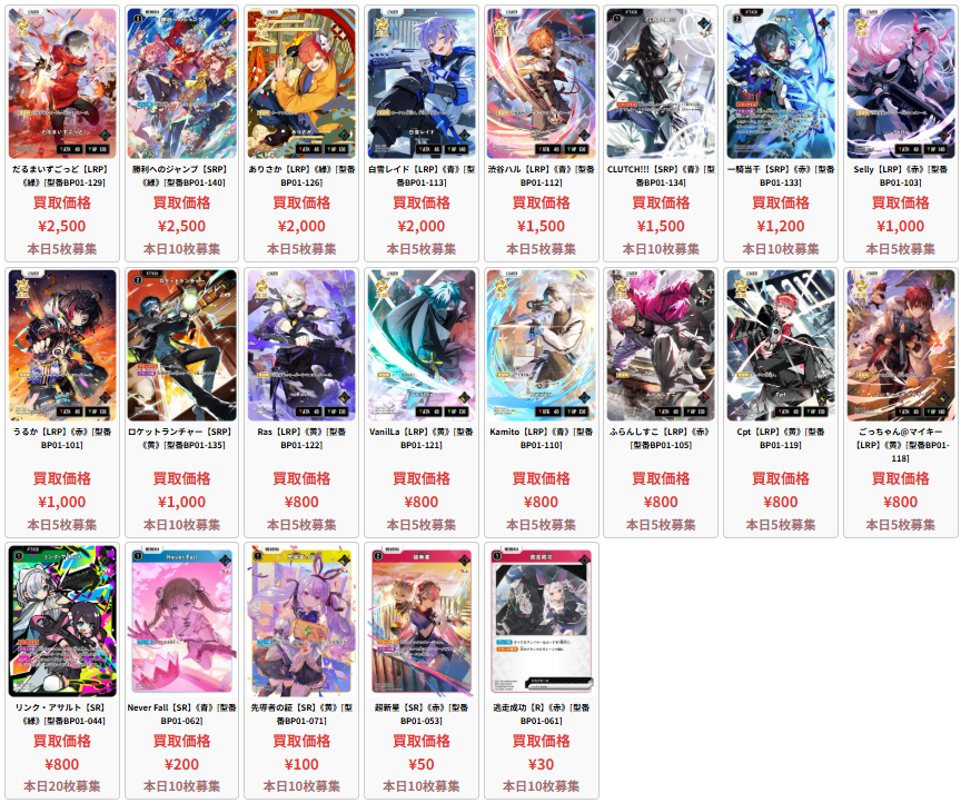 XROSS STARS 📅本日のクロスタの買取表‼ 🌐 ネットで見れる超便利な