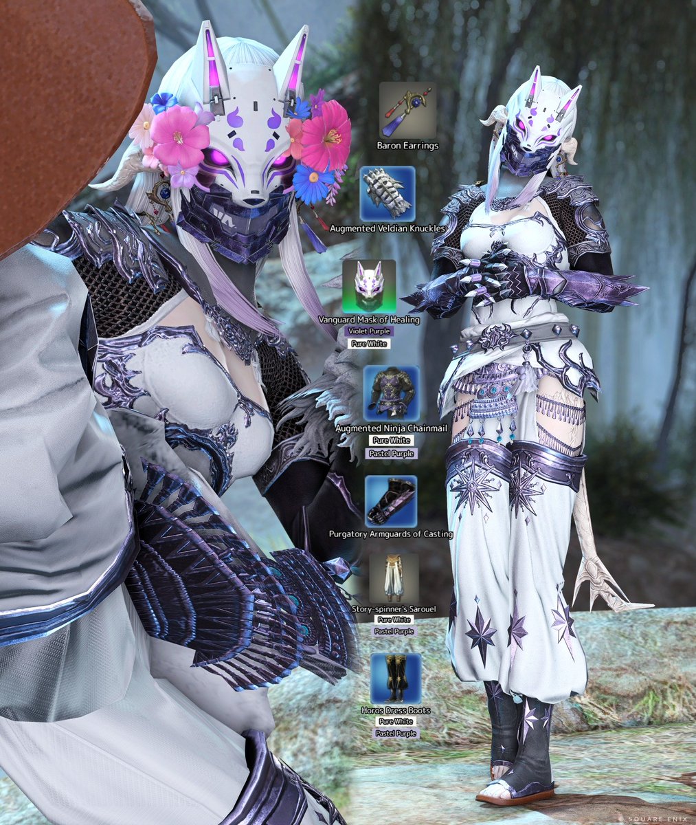 Tsubaki422_ff14's tweet photo. 🔠Glamours English version 🦊🌺💜🤍 https://t.co/bjEA58B6Oq
