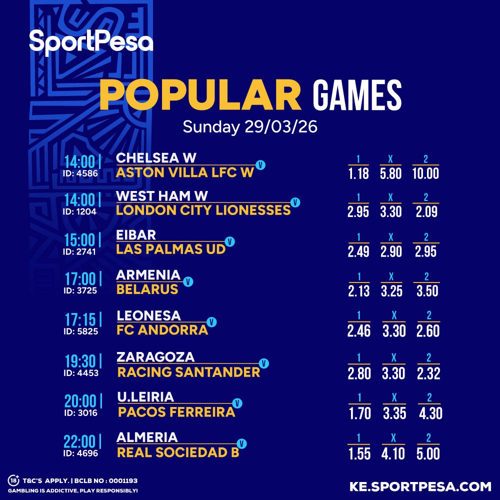 SportPesa's tweet image. Sunday Best Treats Tayari!🔥🔥 

Hakuna kungoja 90 mins kulipwa, ukiseti na market yako iivane, malipo ni instant!

Chambua, Cheza, Shinda!

Kazi kwako! 📲spp.ke/highlights | #MakeItCount