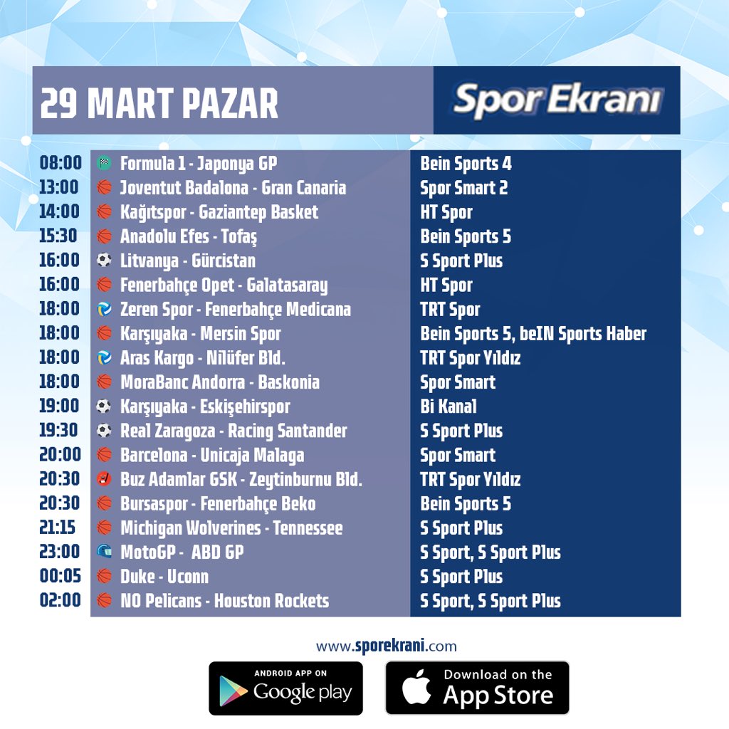 28 Mart Spor Ekranı             

SPOREKRANI kodu ile indirimli S Sport+ üyeliği için   ssportplus.com/sporekrani-948/ 

#işbirliği