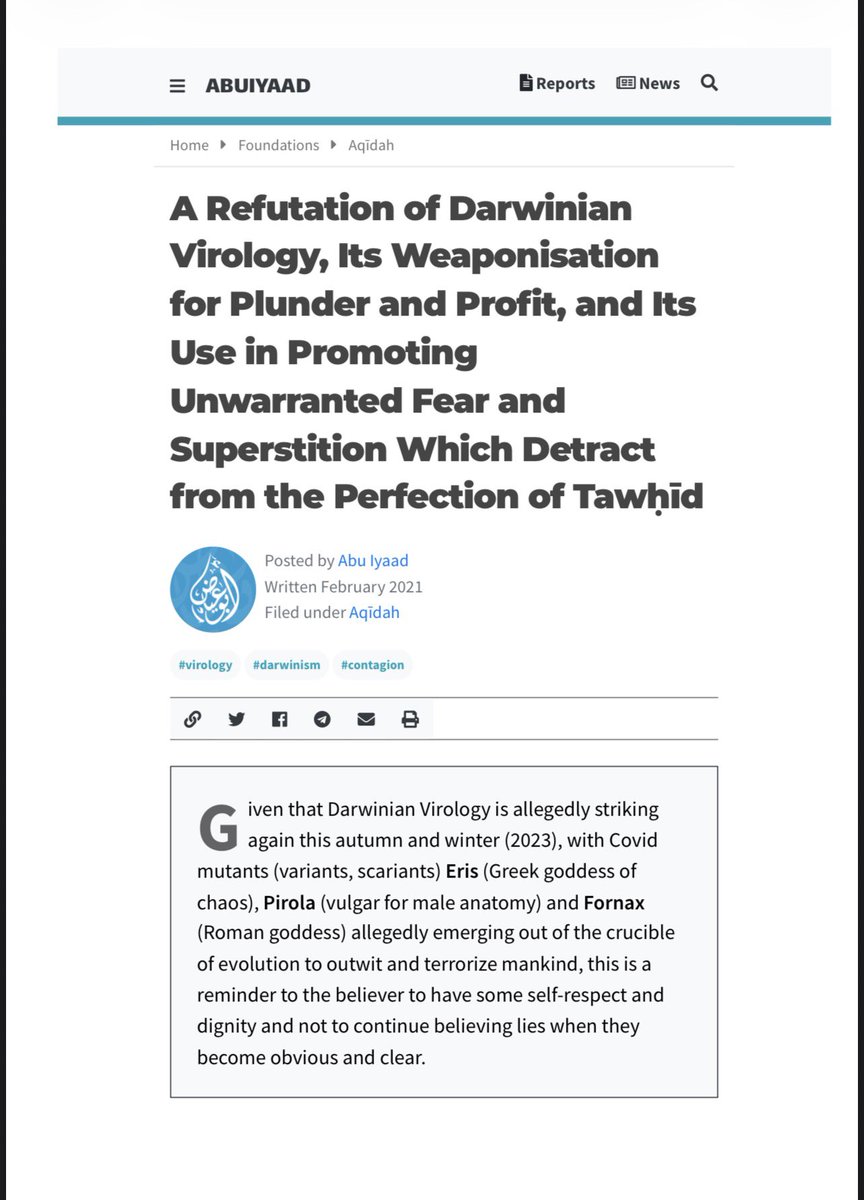 NoContagion's tweet photo. A Refutation of Darwinian Virology, Its Weaponisation for Plunder and Profit, and Its Use in Promoting Unwarranted Fear and Superstition Which Detract from the Perfection of Tawḥīd

Article: https://t.co/IQeXtdKXsr

PDF: https://t.co/EShdJgJJBF https://t.co/lW92P9iy9m