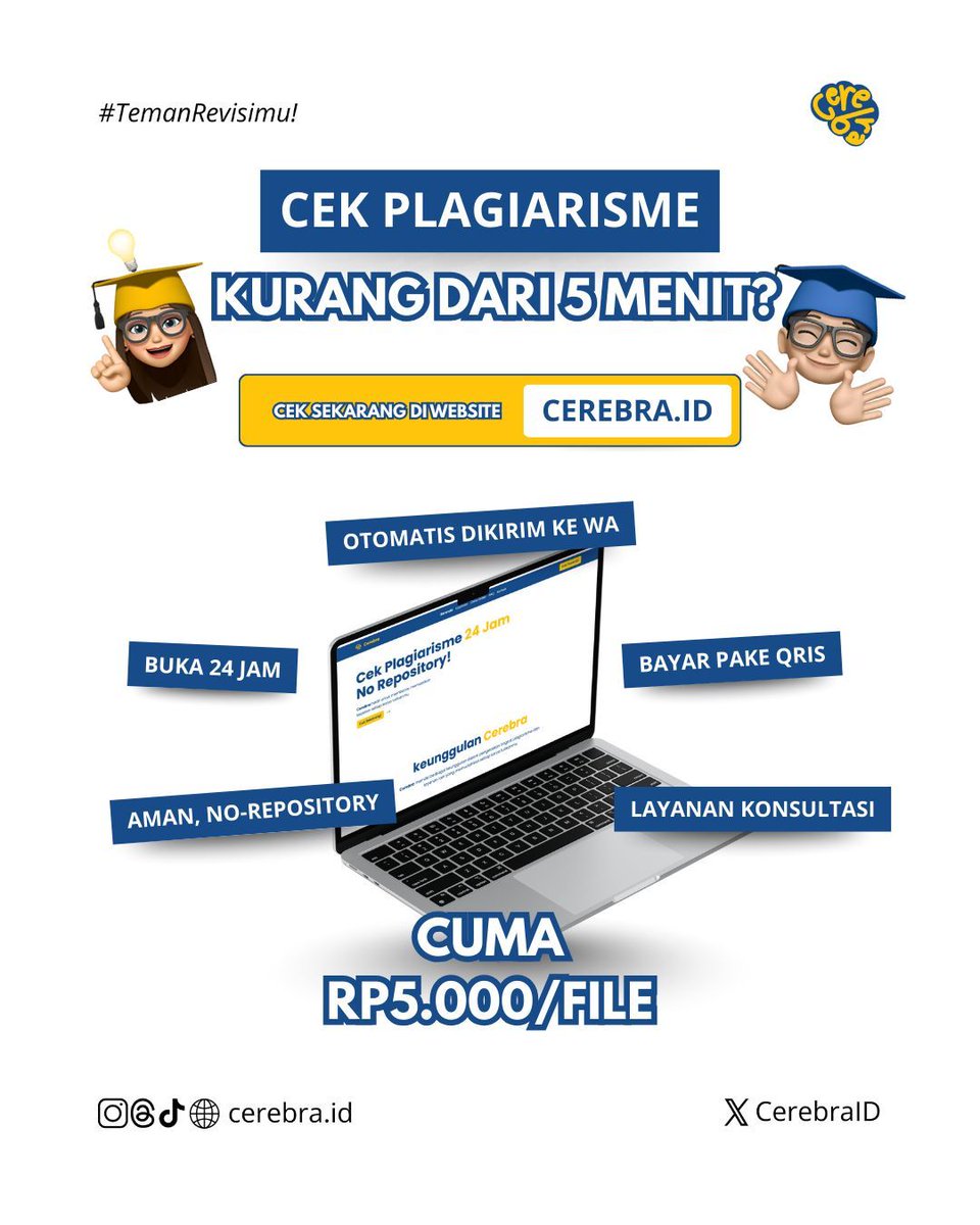 CEREBRA.ID | Cek Turnitin Otomatis 24 Jam No Repo tweet media