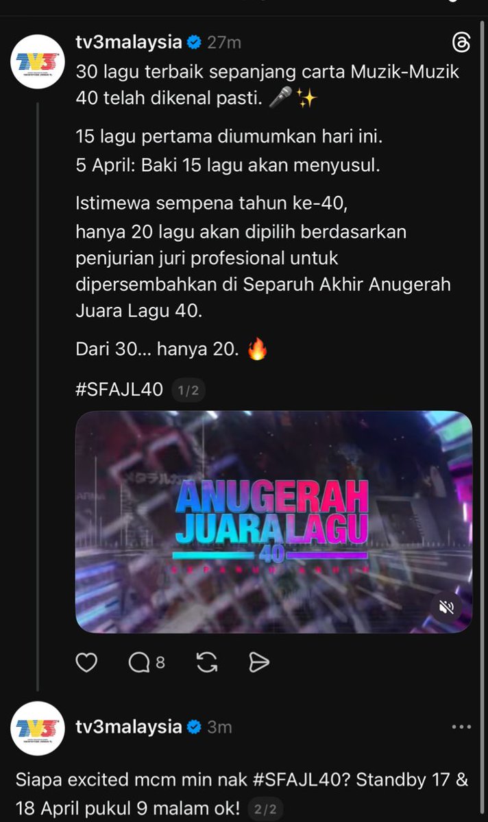 AJL40 Anugerah Juara Lagu Fanpage (@FansOfJuaraLagu) / Posts / X
