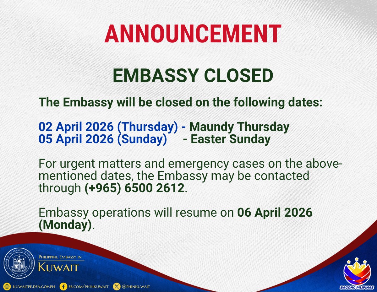 Philippine Embassy in Kuwait tweet media