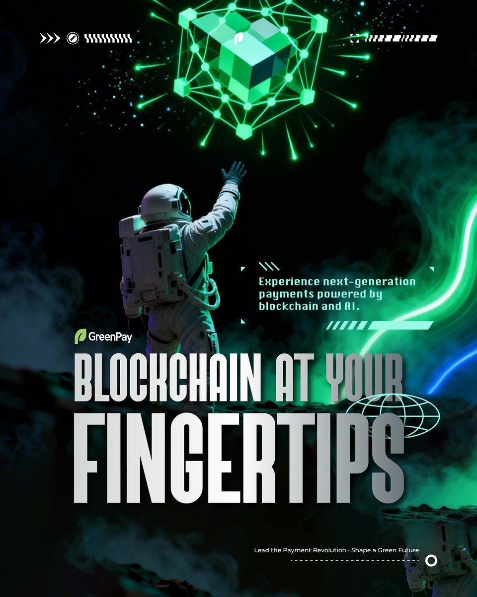 GreenPay_PayFi's tweet photo. 🤖 “Blockchain at your fingertips. Experience next-generation payments powered by blockchain and AI.” ⚡🔗

#GreenPay #BlockchainPayments #AIFinance #NextGenPayments #FintechInnovation https://t.co/FspPNMLCxw