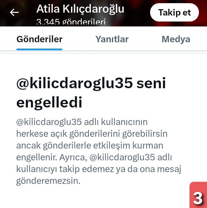 Kemal'in trolleri, bir bir engelliyor, beni. Oysa, kemal'e hakaret de etmiyorum. Sadece, kemal reklamı yapan trollere, kemal'in ülke ve milletimize yaşattığı acı gerçekleri hatırlatıyorum, cevap veremiyorlar. Çünkü; verecek cevapları da yok. Bunun için kolayı seçip engelliyorlar.