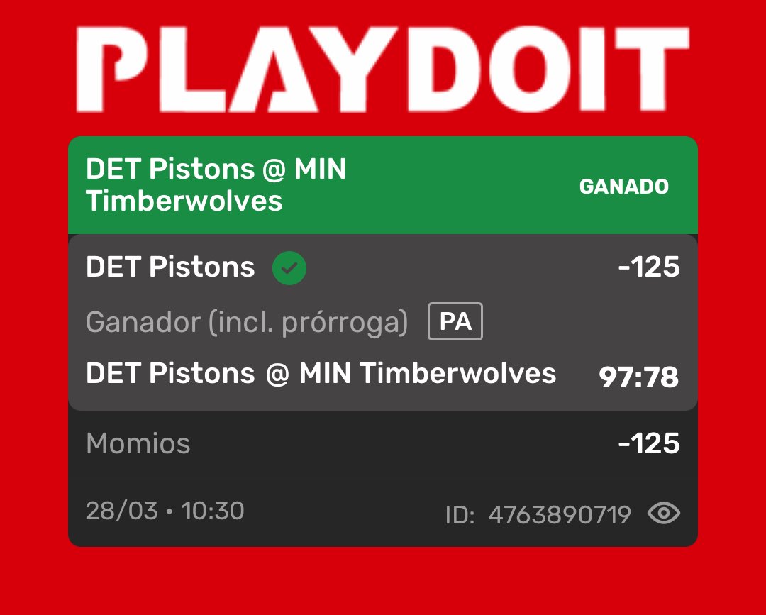 EdgeLineIA's tweet image. ✅ Rangers F5 (+140) — deGrom en modo Dios a momio de regalo. ¡COBRADO! ⚾
✅ Hurricanes -1.5 (+125) — Dominio total (5-2). El hándicap fue la clave. ¡COBRADO! 🏒
✅ Pistons ML (-125) — Lectura perfecta de las bajas de Minnesota. ¡COBRADO! 🏀
❌ Braves F5 (-115) —Duelo de pitcheo