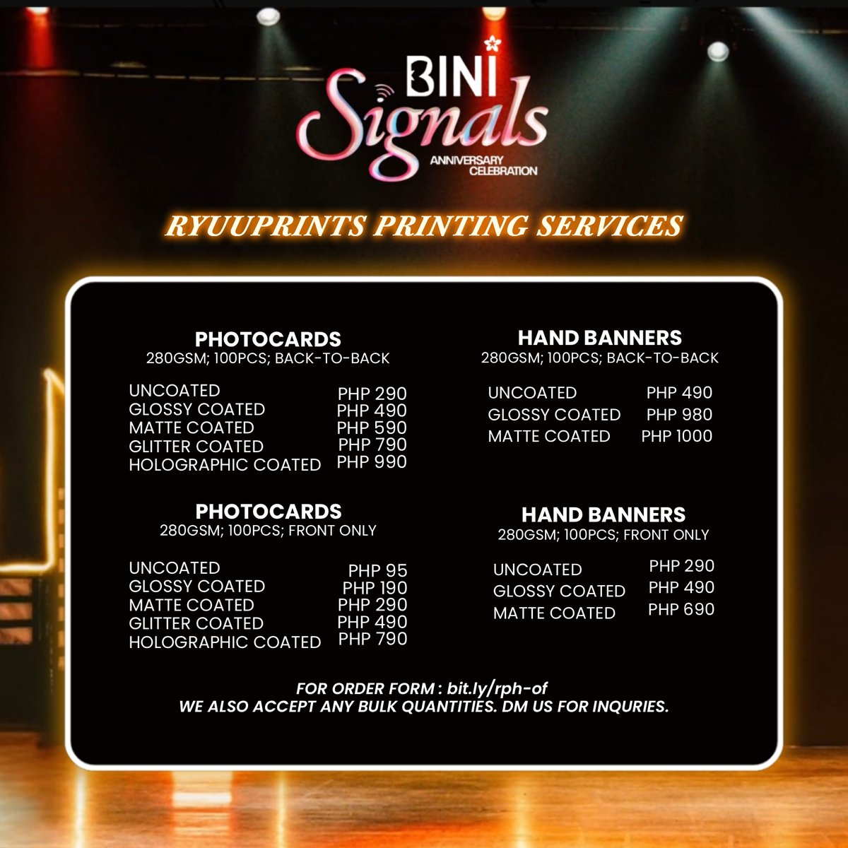 ryuuprints's tweet photo. NOW ACCEPTING PRINTING SERVICES FOR BINI SIGNALS ANNIVERSARY CONCERT! 🌸

• limited slots only
• discounted prices
• dm for inquiries!

t. wts lfb aiah colet maloi gwen stacey mikha jhoanna sheena  photocards hand banner concert event fan support freebies

#BINI https://t.co/IFy2RZHJpm