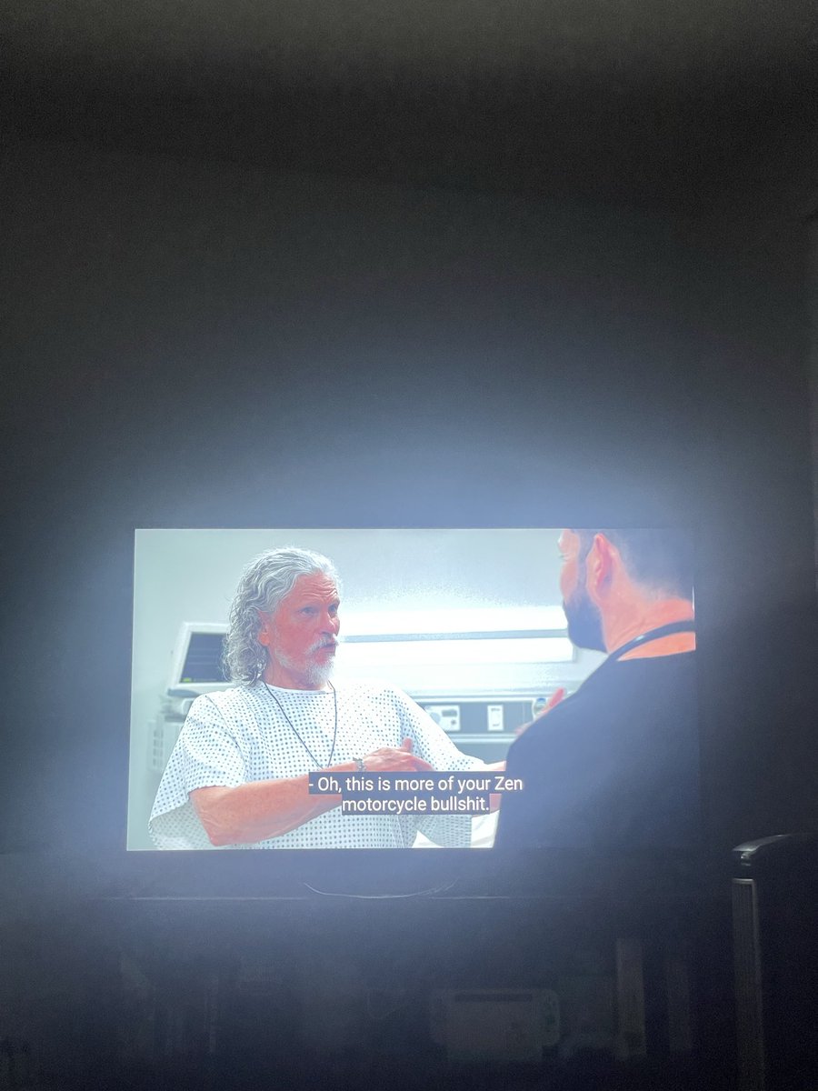 delayedqtrain's tweet photo. thinking about Duke and Robby discussing Zen and the Art of Motorcycle Maintenance over beers. You can’t convince me this line is referencing anything else lmao https://t.co/MkKPEsCJ6V
