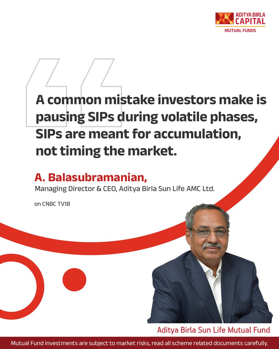 abslmf's tweet image. Stay disciplined, invest as per your risk appetite, and focus on diversification.

Explore insights: 
tinyurl.com/2wcanxyu tinyurl.com/2s3ax445 tinyurl.com/ynppz5tp

#MediaBuzz #Headlines #SIP #MarketTrends #EquityInvesting #MutualFunds #MultiAsset