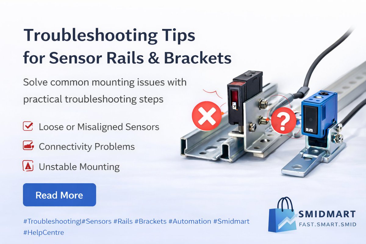smidmart90240's tweet image. Troubleshooting Sensor Rail and Bracket Mounting Problems
Loose mounting and poor alignment can affect sensor performance. Learn common causes and fixes in our support article.
Read more:zurl.co/sinI3 
#Troubleshooting #SensorProblems #Brackets #DINRail #Smidnya