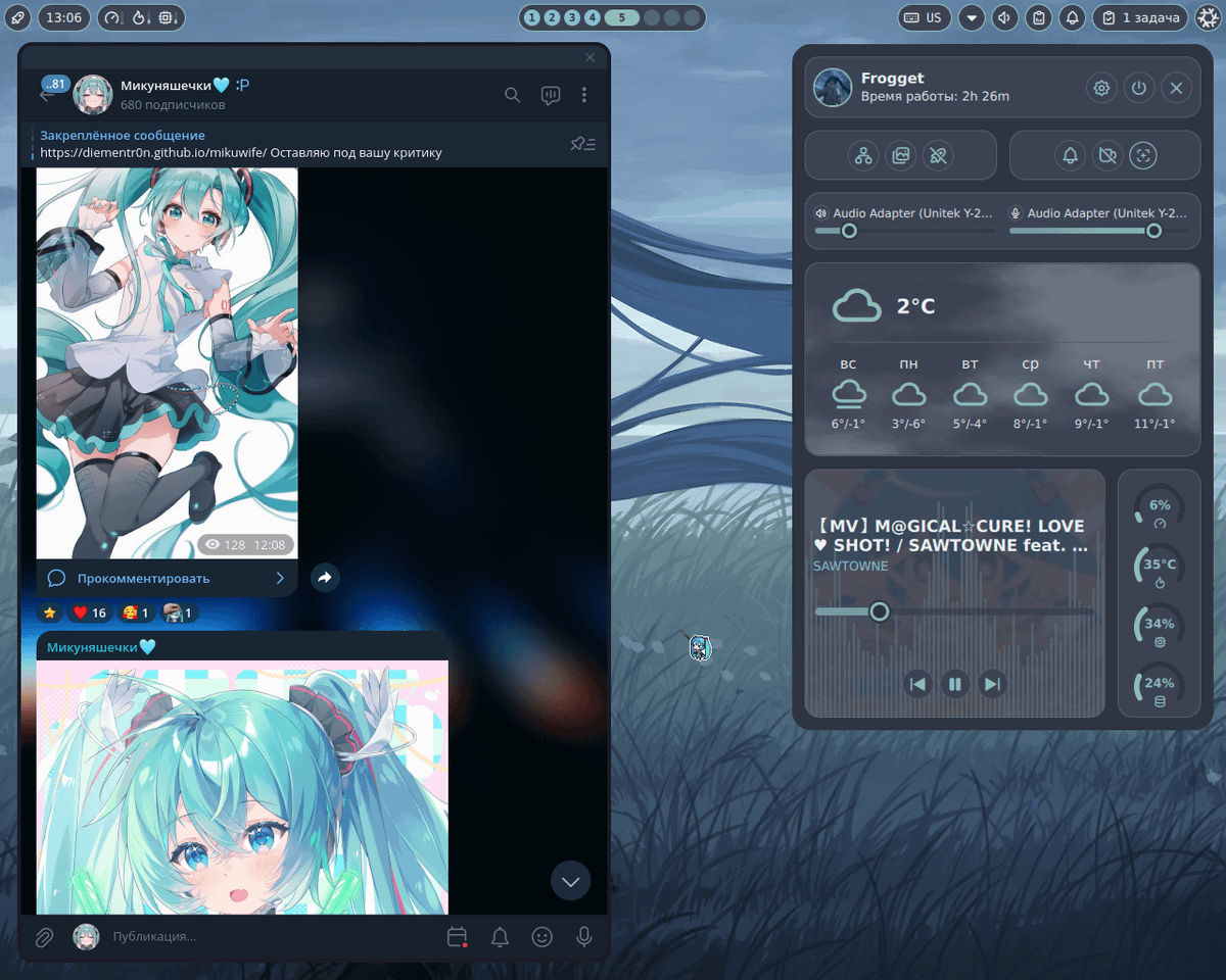 [Niri] Miku-wife style Link: https://t.co/i2T2eSWoOp #unixporn #linux # ...