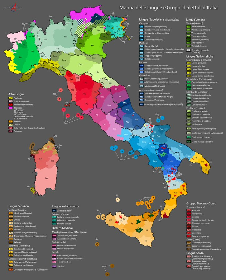 barbasciuscia's tweet photo. @BowTiedMara only italians from the red zone spoke "italian" (tuscan), the rest didn't, naturally they would use spanish as a "lingua franca" to understand each other https://t.co/yERIAqjcsM