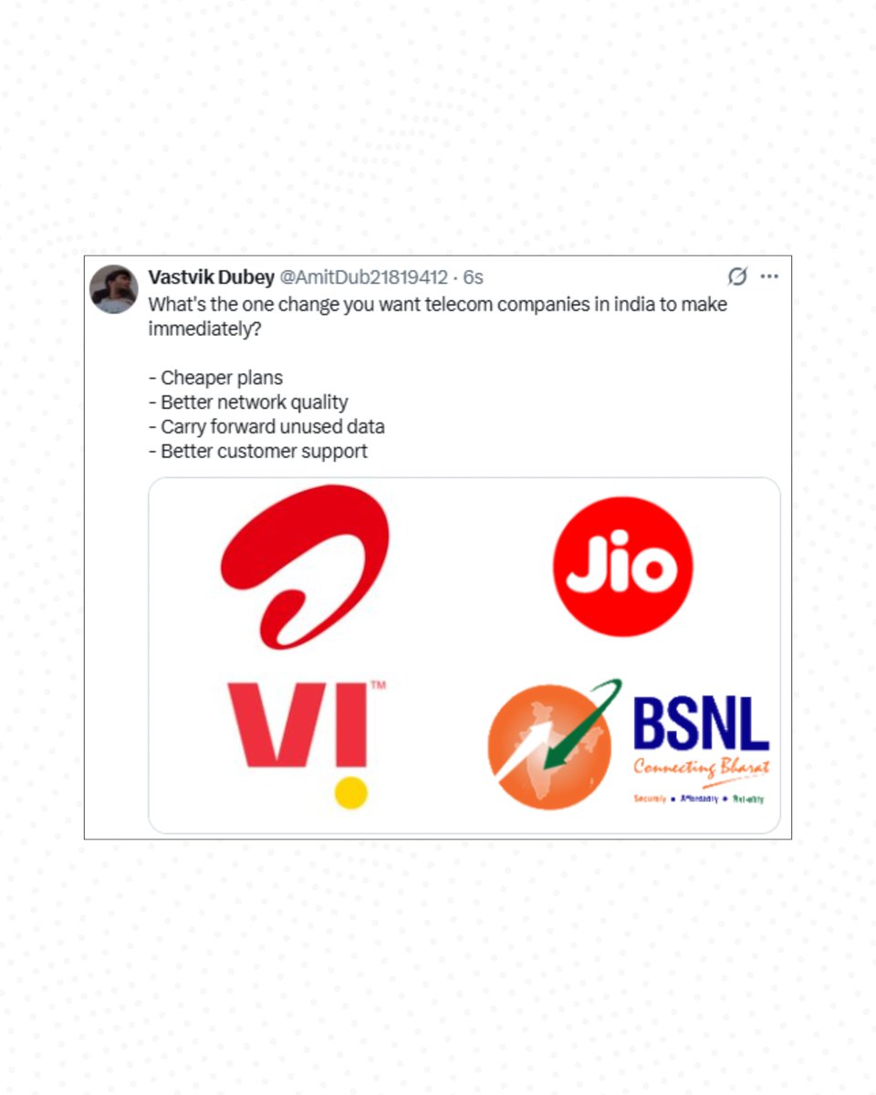 Tech_Informer_'s tweet image. High prices, weak network, or wasted data…
What bothers you the most?

#TechInformer 
#Jio #Airtel #VI #BSNL