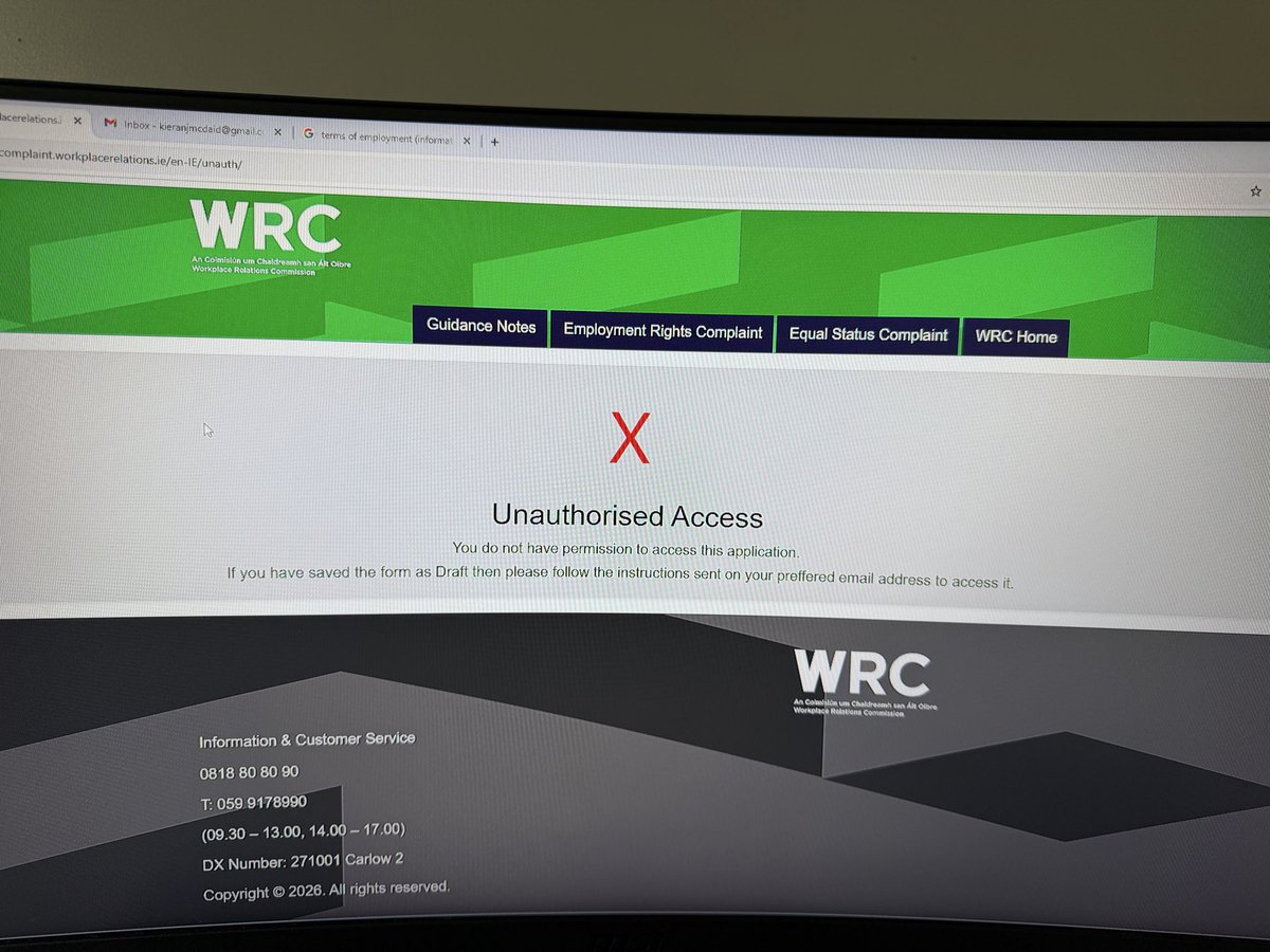 thepaddyman's tweet photo. @WRC_ie Why after spending an hour filling in everything on your website and I submit my claim I get this screen .. I have a serious issue to be resolved https://t.co/L60DtJfmIR