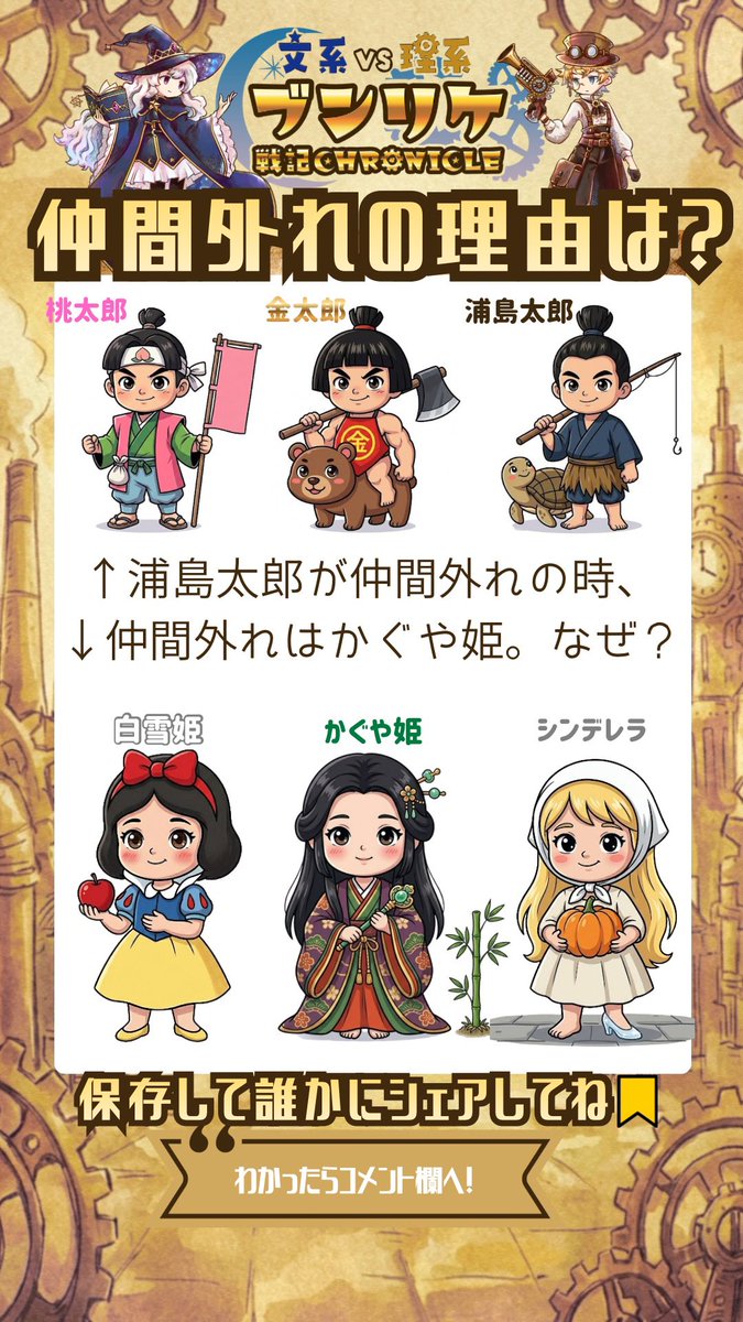 こんばんは異世界✋
不思議な宿様とのコラボで
たくさんフォロー頂き
本当にありがたい限りなのよねぇ☺️✨
これを機に、異世界転生系謎解き対決の
ブンリケ戦記クロニクルを
好きになって頂きたいのよねぇ☺️✨
さぁ、今日のクエスト！
わかったら👍、コメント欄なら💡と
コメントしてくださいよねぇ😆