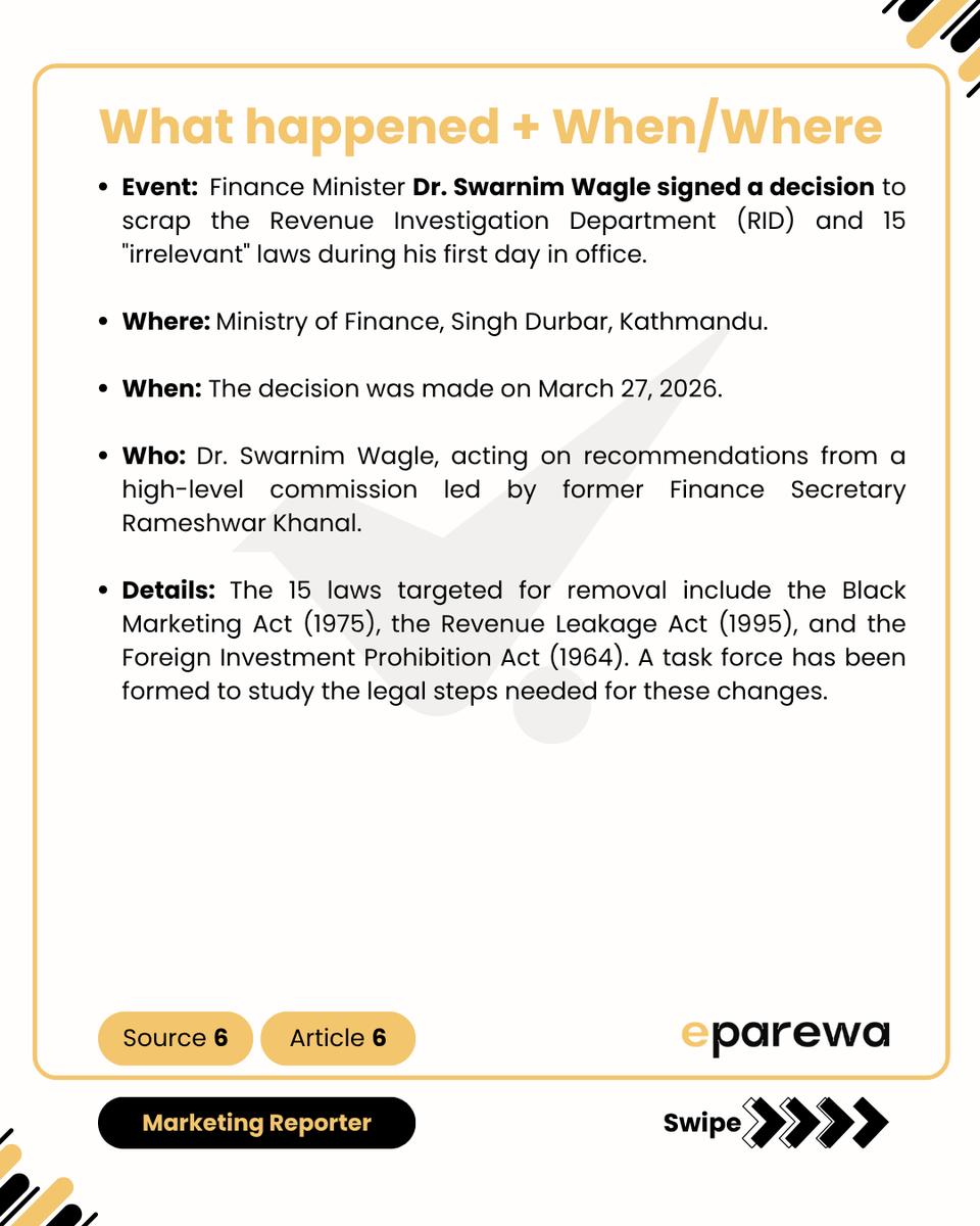 eparewaa's tweet photo. How Finance Minister Swarnim Wagle Plans to Reform Nepal's Economy? https://t.co/HmuLEzDwPQ