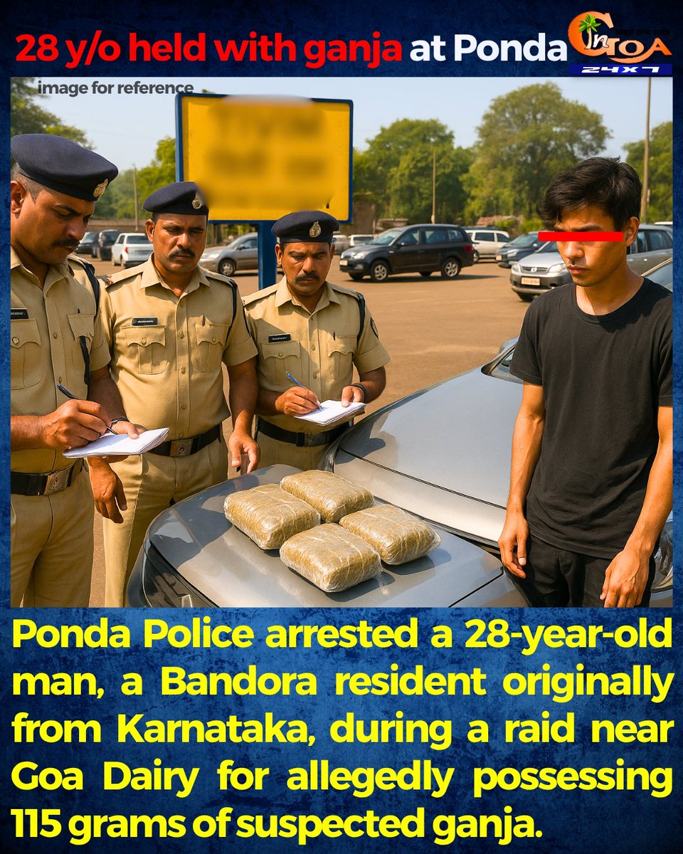 InGoa24x7's tweet image. 28 y/o held with ganja at Ponda

#Goa #GoaNews #Ganja #Held