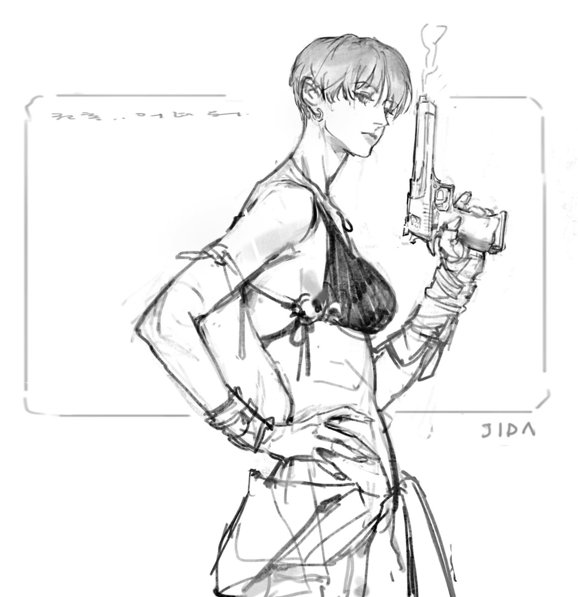 doodle 어우.. 권총은 사람이 그릴수 있는게 맞나🥲