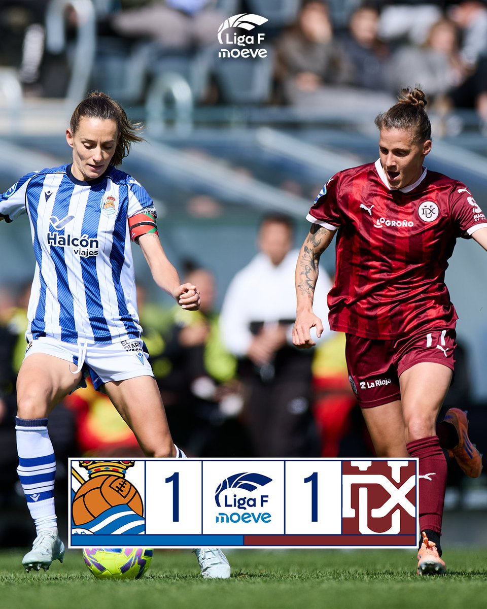LigaF_oficial's tweet photo. 🤝 Reparto de puntos tras el gol de Mía Asenjo en los minutos finales

#LigaFMoeve | #RealSociedadDUXLogroño https://t.co/YegfrSokju