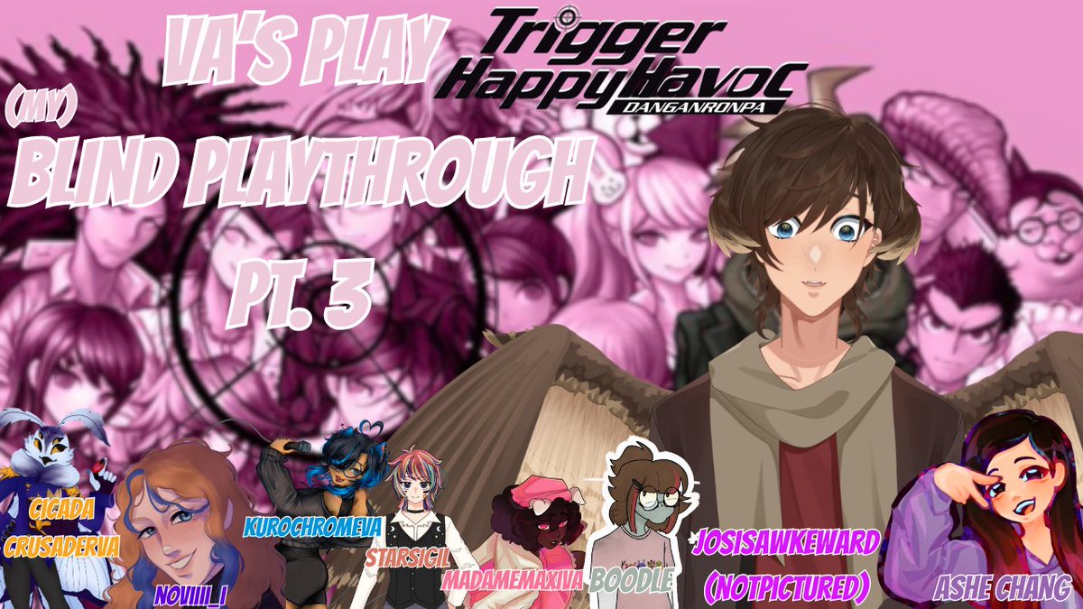 EzraCookVA's tweet image. Tonight on twitch.tv/variantplays we'll be playing #danganronpa Trigger Happy Havoc with my other #voiceactor friends at 8:00pm Central time! 
I'll be joined by
@CicadaCrusader 
@Noviii_i 
@kurochromoVA 
@starsigilVA 
@MadameMaxiVA_ 
@Blue_NoodleZ 
@Jossywooo 
@nocrustasheVO !!