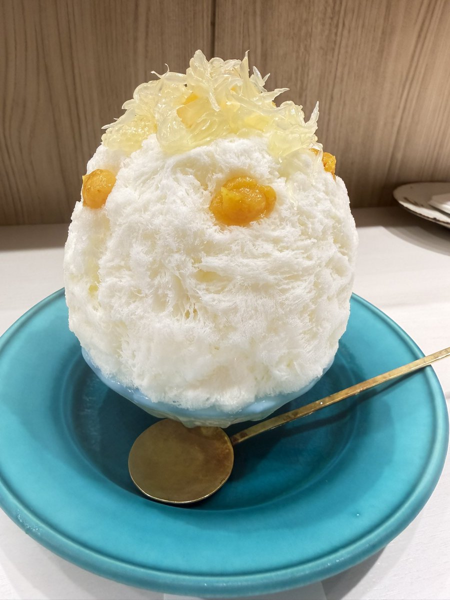 yunhomaki's tweet photo. 今年初の氷活
友達とかき氷食べる時だけ会ってバイバイ😂
今しか食べれない桜餅と柑橘杏仁
桜餅そのものの味だった❗️
前はえらい行列だったけど流石にまだ季節が早いからかすぐ食べれた　普段は奈良のお店でしか食べれない
#高島屋 #上方キッチン #Labo103 https://t.co/8m28tUZxM9
