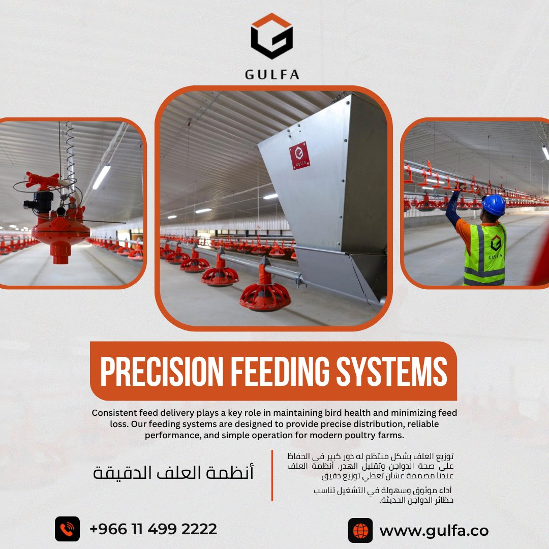 gulfaa1's tweet photo. Designed for modern poultry farms: precise distribution, easy operation &amp; reliable performance
أنظمة مصممة لحظائر الدواجن الحديثة 
توزيع دقيق + تشغيل سهل + أداء موثوق
#Gulfa #ModernFarming #PoultryEquipment #KSA #الدواجن #معدات_زراعية https://t.co/KH2pPPXJtB