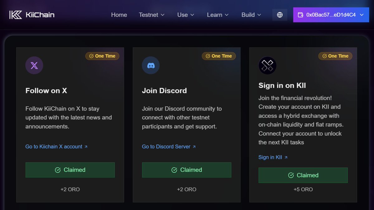 KiiChain: Free Airdrop Complete Guide 🚀

<a href="/KiiChainio/">KiiChain</a> is a hybrid CeFi-DeFi platform for 24/7 on-chain FX trading, enabling seamless global payments with deep liquidity, fiat ramps, and powerful APIs.

Participate in the KiiChain testnet and earn ORO tokens for your