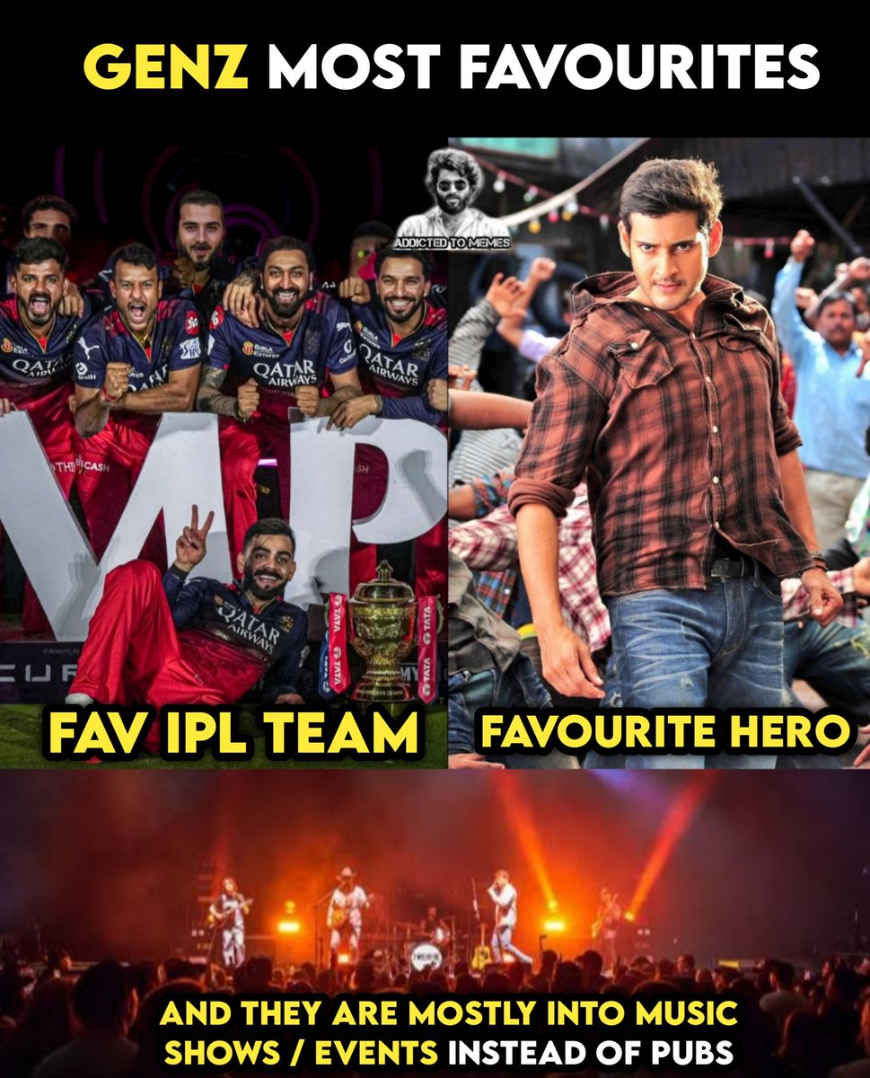 Addictedtomemez's tweet image. GenZ Favourites

#Genz #Maheshbabu #Rcb #MusicShows