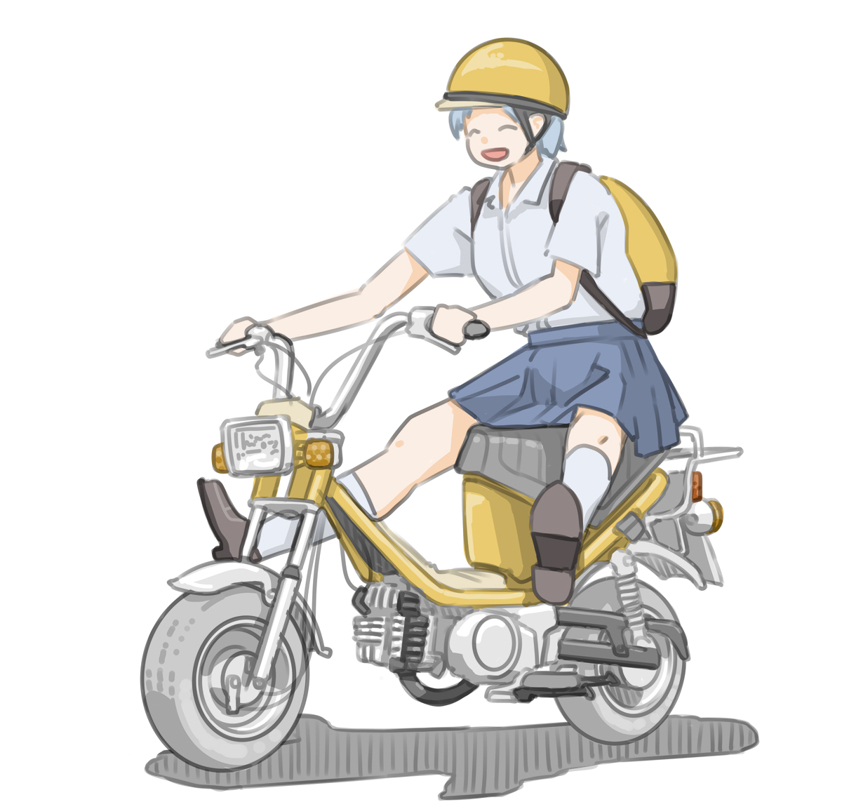 「友達のバイクをちょっと借りるだけのはずが楽しくて帰れない女子です。 (ヤマハ チ」|きわみらい@バイクJKのイラスト描きのイラスト