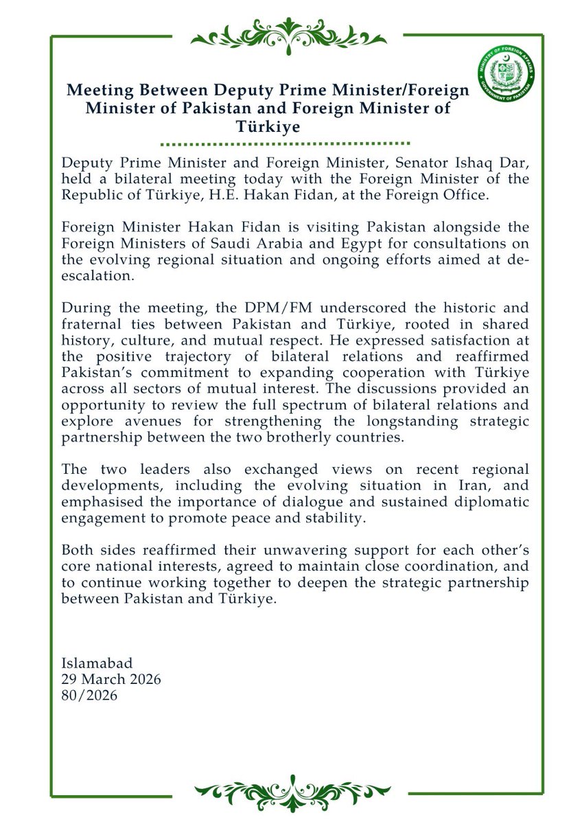 Ministry of Foreign Affairs - Pakistan tweet media