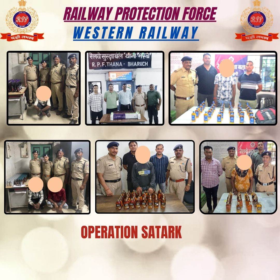 rpfwr1's tweet photo. #Operation Satark On 28.03.2026, vigilant RPF staff nabbed six bootleggers with 568 bottles of illicit english liquor worth Rs 51,963/- over WR Stations. Seized and handed over to GRP for further legal action. https://t.co/GzXtizwCzp