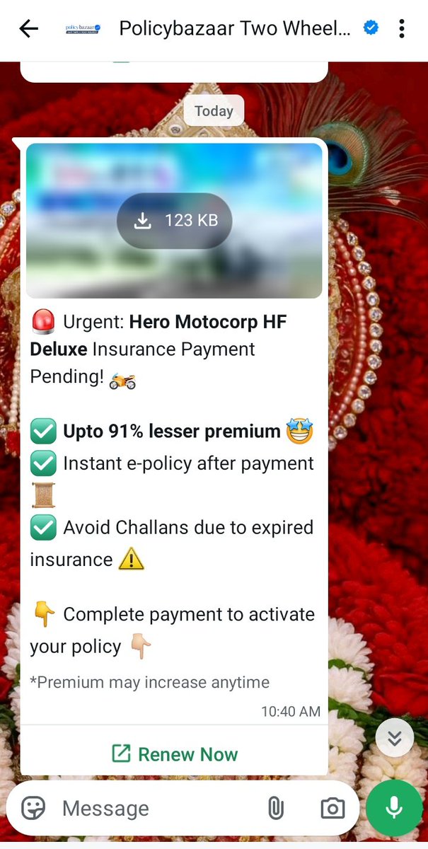 imRJRk's tweet photo. @policybazaar मेरी बाइक का insurance complete है फिर भी बार बार मुझे व्हाट्सएप पर मैसेज करके परेशान किया जा रहा है।
यह मेरी पहली और आखिरी चेतावनी हैं कि या तो मेसेज करना बंद कर दे वरना मैं आपके खिलाफ केस फ़ाइल कर दूंगा
😡
@PBHelpDesk @policybazaar_in https://t.co/aye2Ud6cHj