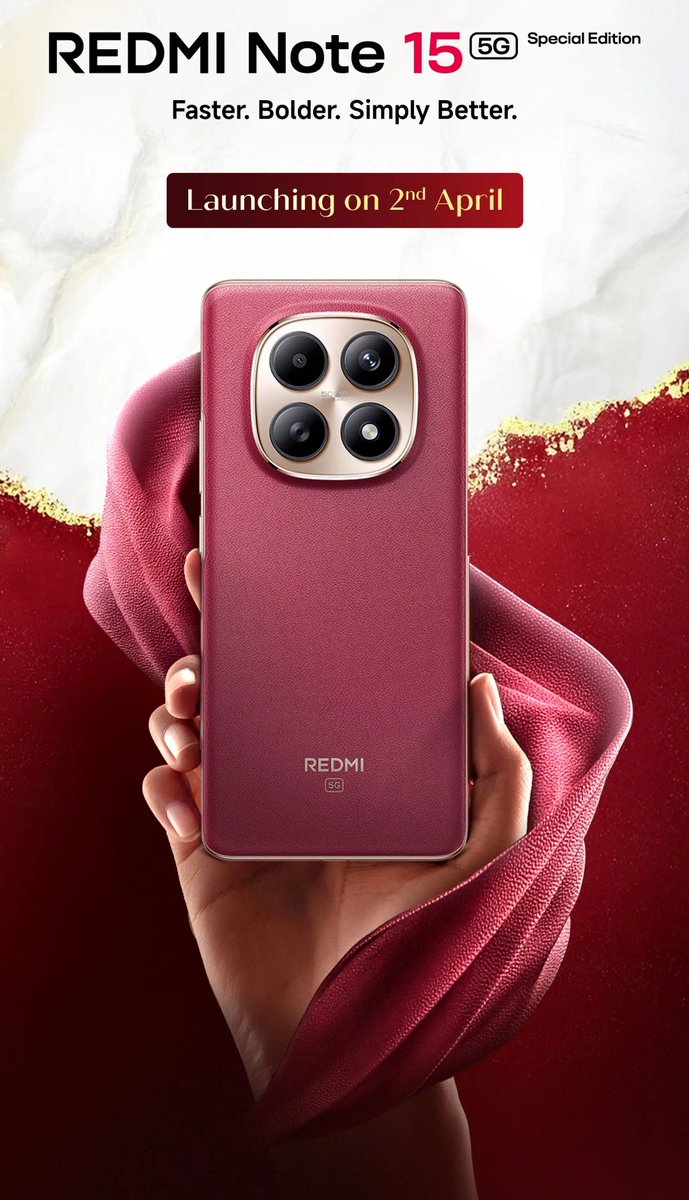vinishkeshri12's tweet image. REDMI Note 15 5G Special Edition is launching on 2nd April in India 🇮🇳.
#REDMI #REDMINote15 #REDMINote155G #REDMINote15series