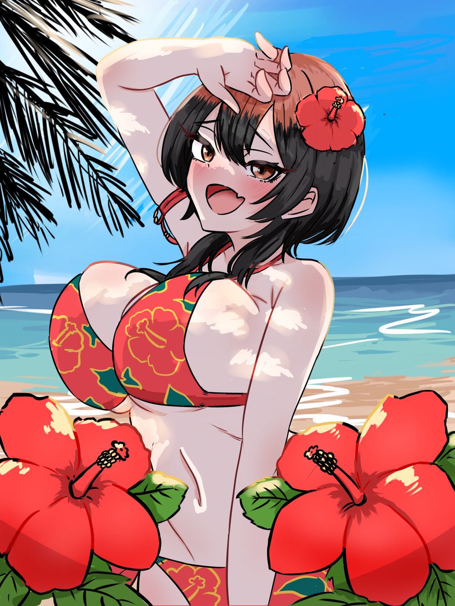 百八先生とハイビスカス🌺
風水だと勝負運を上げるらしい…多分…
 #100花ノ繚乱