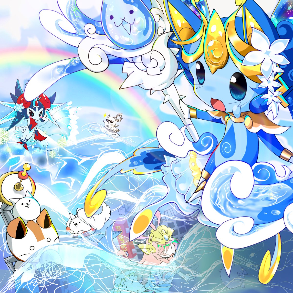 早めの海水浴にゃ
 #にゃんこ巨大戦争