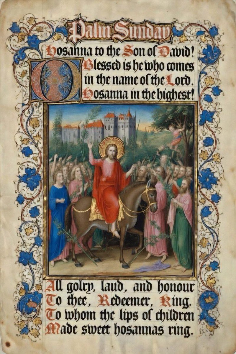 father_rmv's tweet image. Holy Week Begins—Palm Sunday

Thus, they went out to meet him, carrying branches of palm and shouting, “Hosanna!  Blessed is he who comes in the name of the Lord, the King of Israel.” Jesus found a young donkey and rode it, as it is written, “Do not be afraid, daughter of Zion.