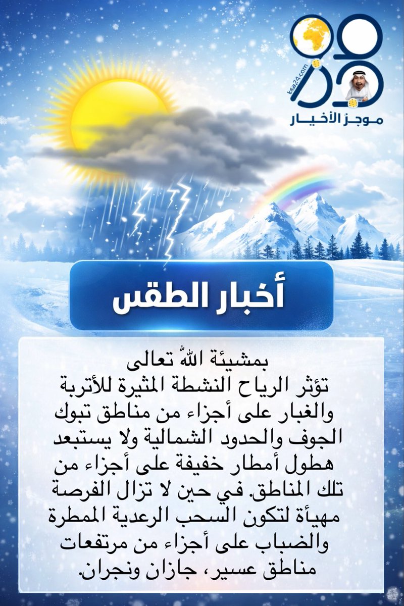 تأكيد قبل صياغة خبر الطقس: أي منطقة تريد تغطيتها؟