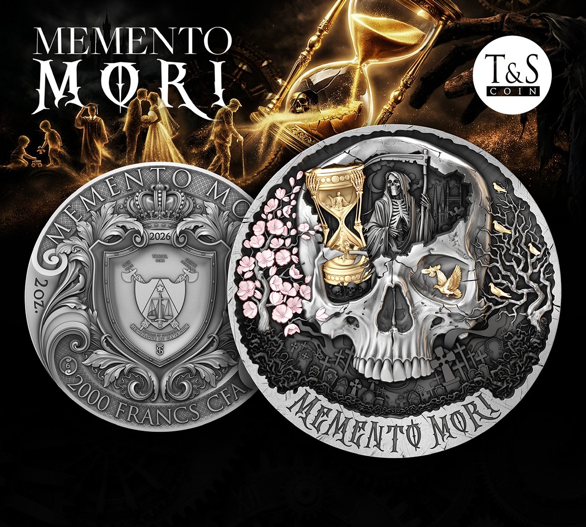TScoinCompany's tweet image. ⏳ One million — or just one more day of your life? 💀
Inspired by the Memento Mori philosophy, this 2 oz silver coin reminds us of the only true value — time.

True wealth is not what you own, but the time you are given. 🕰

#TScoin #AttentionToDetails #silvercoins