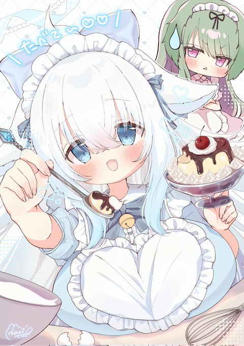 生クリームたっぷりプリン🍮︎🤍 #skeb 