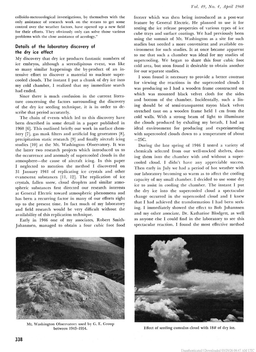 ItsAllATheatre's tweet photo. 🧵1 of 2/ The Early History of #weathermodification by Vincent J. Schaefer (1968) #weathercontrol #geoengineering #weatherengineering #BOM #WeatherWars #NotConspiracyTheory…. /2 https://t.co/FW6OsqCzG3