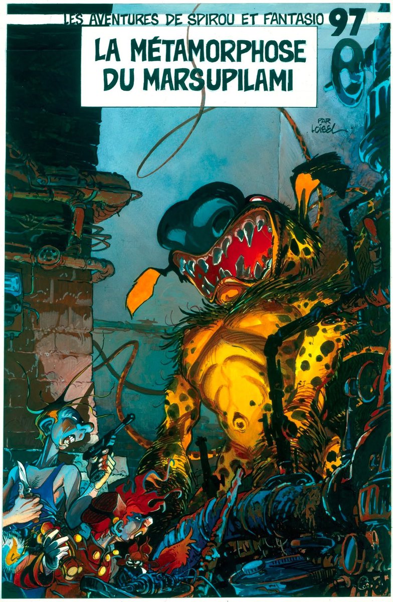 Franquin_Cie's tweet photo. Un détournement par le talentueux Régis Loisel (La Quête de l'Oiseau du Temps, Peter Pan, Magasin Général, Un putain de salopard, Mickey Mouse, Le grand mort...)
#Spirou #Marsupilami https://t.co/MiCuU5F9Sp