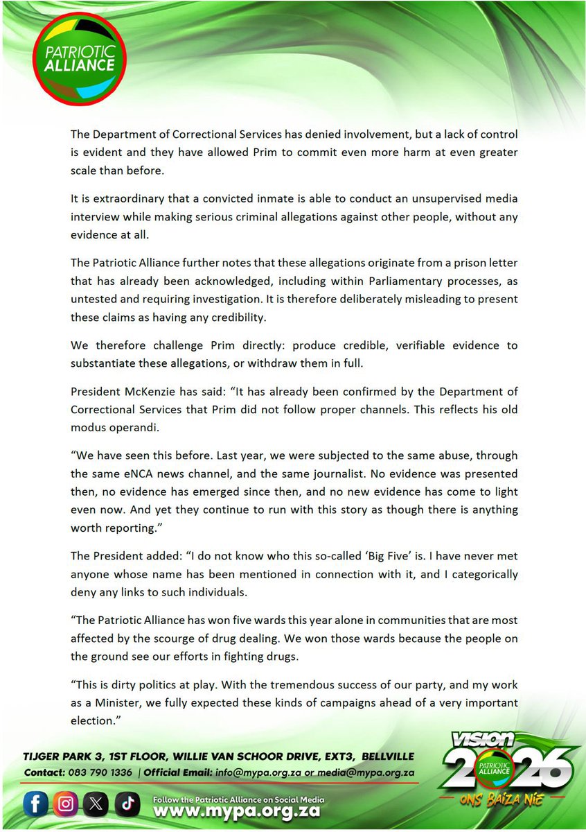 Patriotic Alliance tweet media