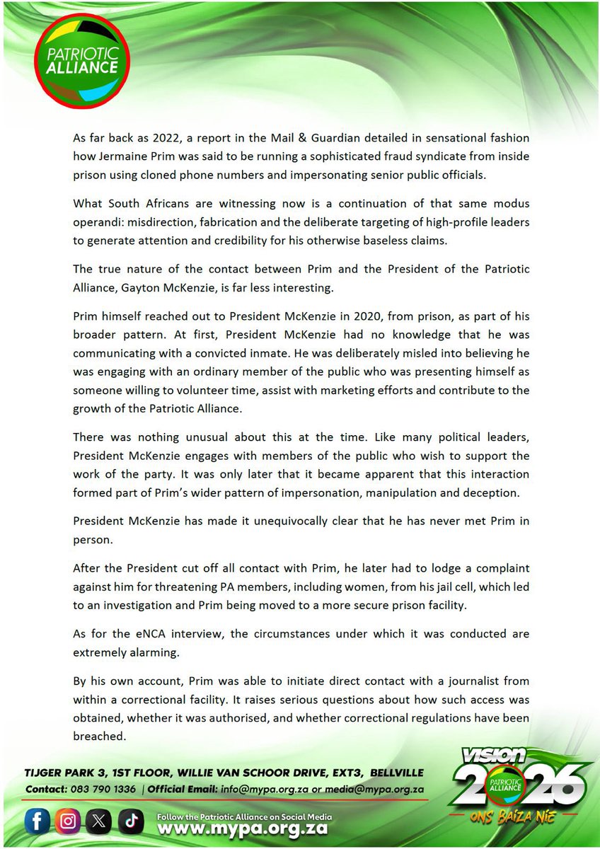 Patriotic Alliance tweet media