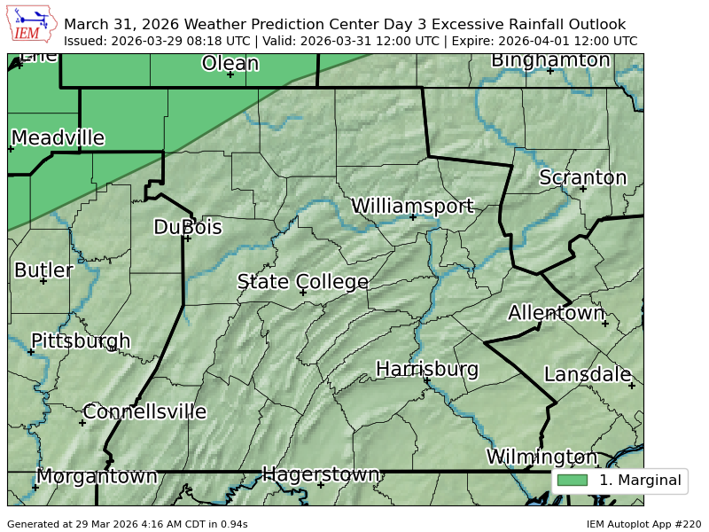 Wpc Riskmap WPC issues Day 3 Marginal Risk Excessive Rainfall Outlook at Mar 29, 8 ...