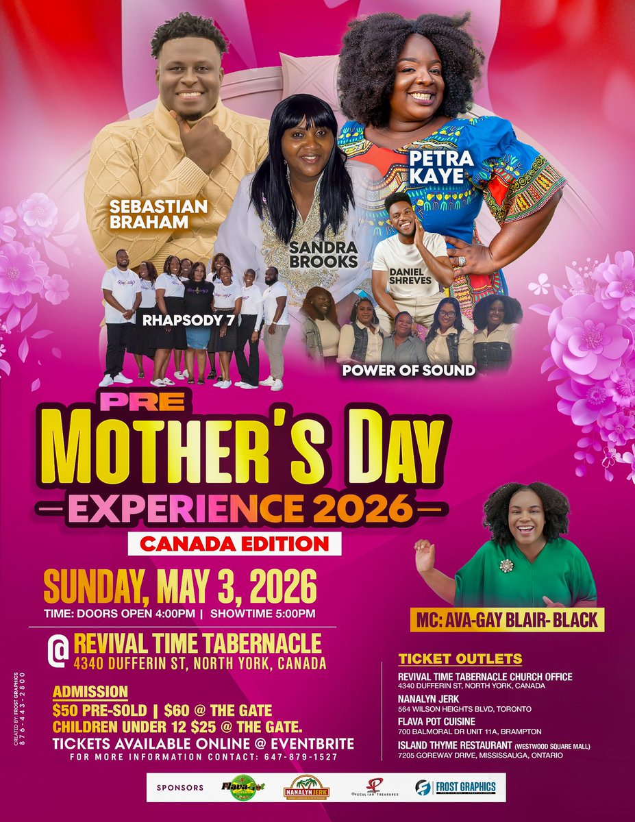 SebastianBraham's tweet photo. TORONTO CANADA 🇨🇦- ITS YOUR TIME! 🥳
Pre-Mother’s Day Experience 2026 Grand Gospel Concert (Canada Edition) MAY 3 
A evening where we will be celebrating that Special lady in your life 🥰😘😍 Show that special lady in your life you celebrate her 🥰🥰🥰 GET YOUR TICKETS https://t.co/dK45GG0B56